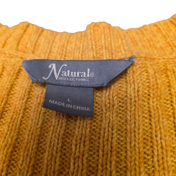 Natural Reflectikns V-Neck Marigold Sweater Oversized Size L - Picture 4 of 11